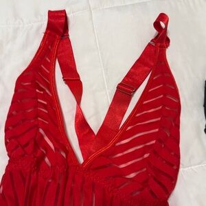 SEXY HOT RED LINGERIE AND MASK